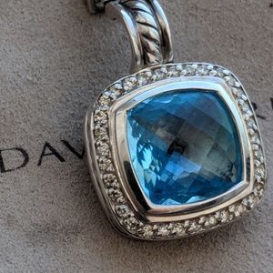 David Yurman 11m Albion Blue Topaz Diamond Pendant